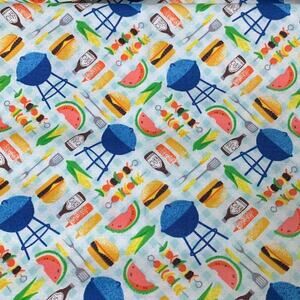 New Emma & Mila 18" X 21" Summer BBQ Food Cotton Fat Quarter FQ Quilting Fabric